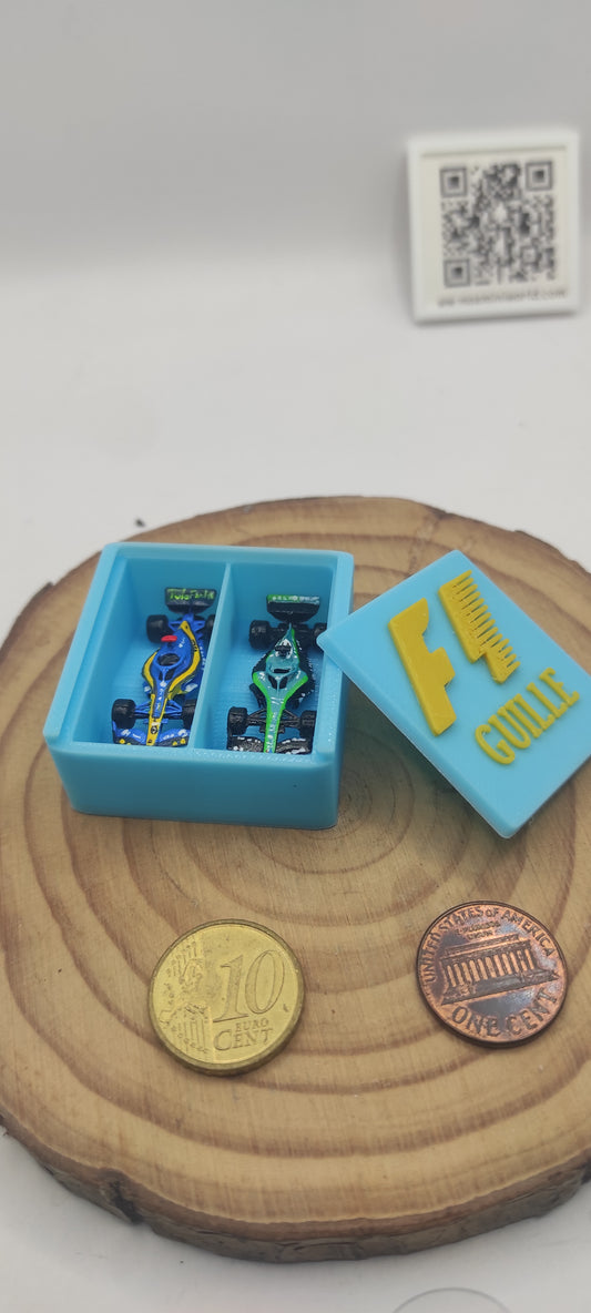 F1 FORMULA 1 miniature 33mm(1.30"). COLLECTOR box F. Alonso handmade fan art.