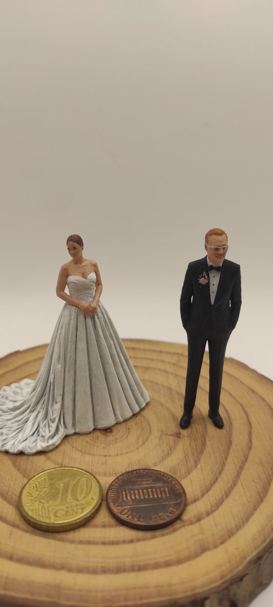 YOUR Wedding Cake Topper Figures · Hand-Painted Resin · 60 mm