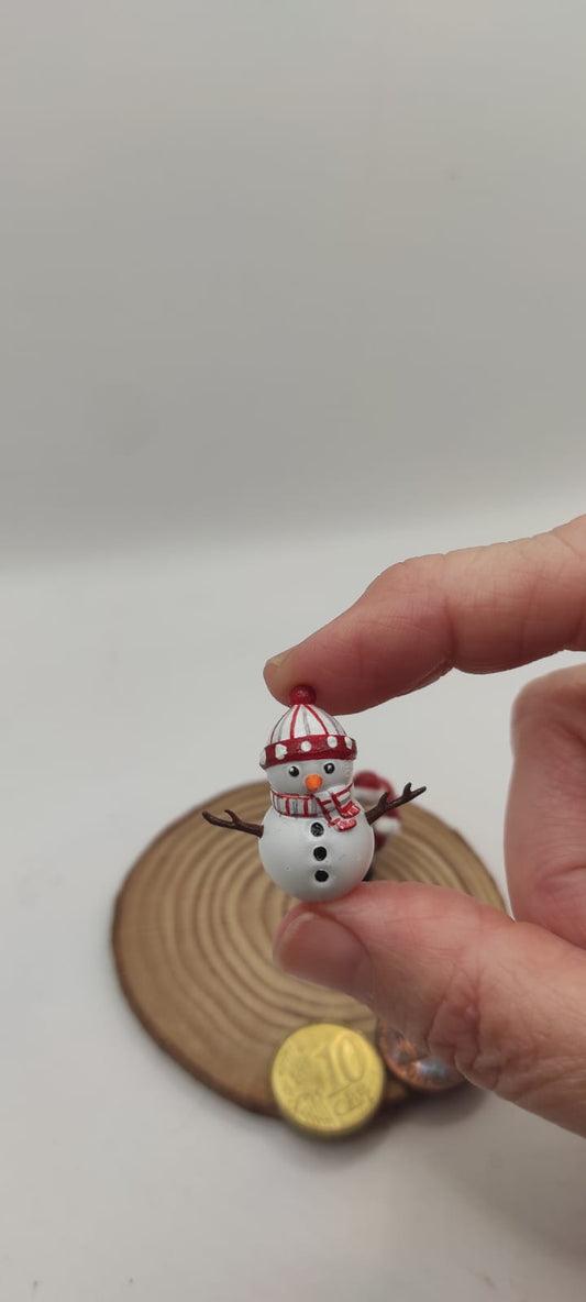 ❄️☃️ Miniature SNOWMAN 1 Inch – Hand-Painted Christmas Collectible