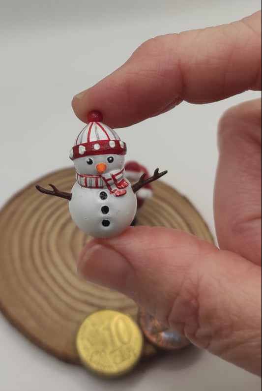❄️☃️ Miniature SNOWMAN 1 Inch – Hand-Painted Christmas Collectible