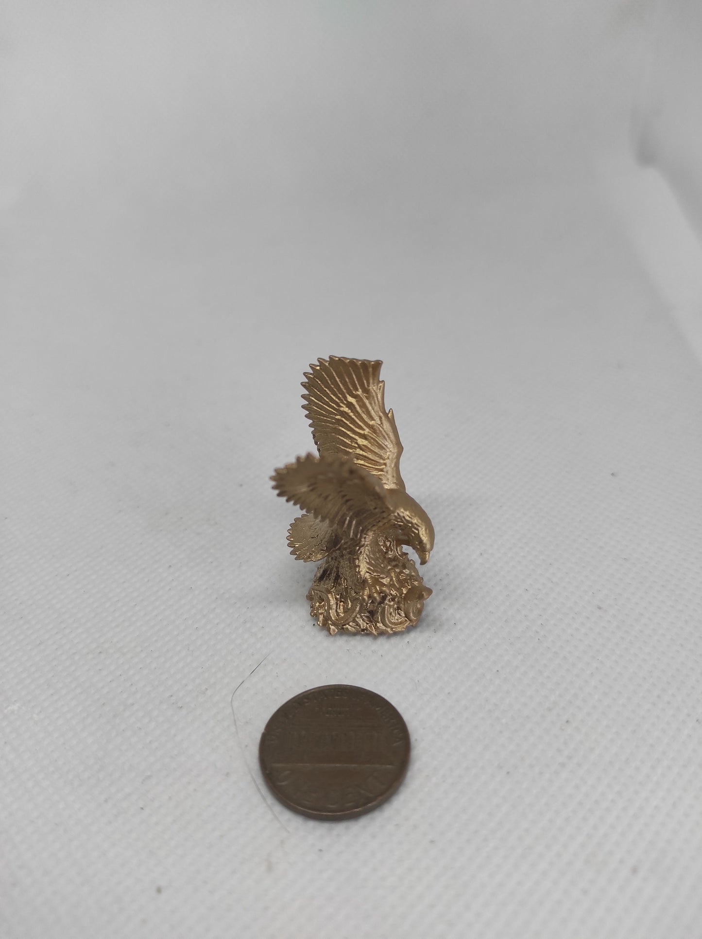 CUSTOM miniature GOLD EAGLE sculpture. Painted or ready 3D printed. Game token piece.