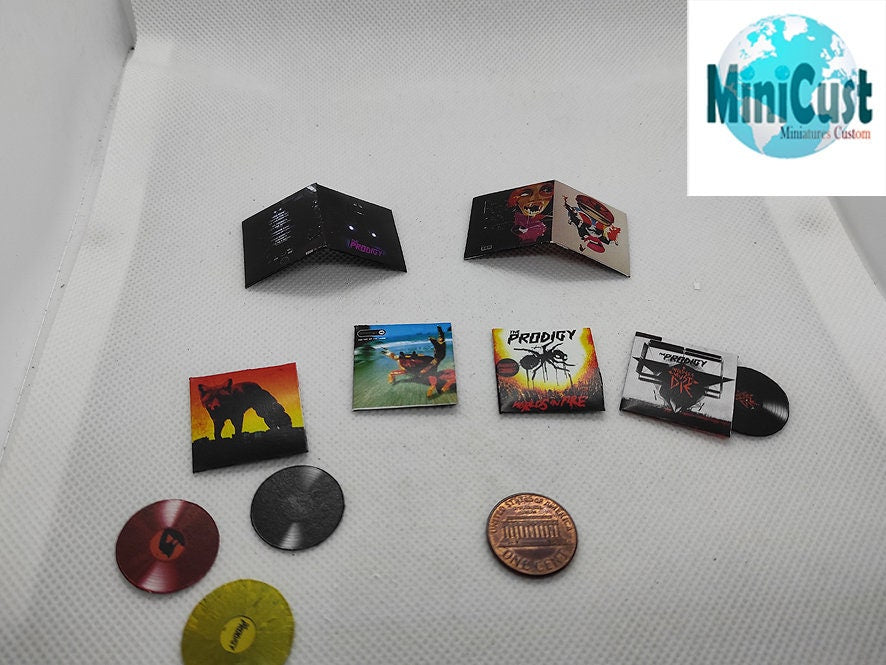 Miniature handmade fanart THE PRODIGY record Album collection 1:12th scale