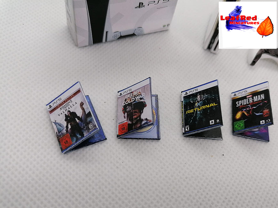 PS5 Fan Art Miniature console with 1 controllers and box. Miniature 3D