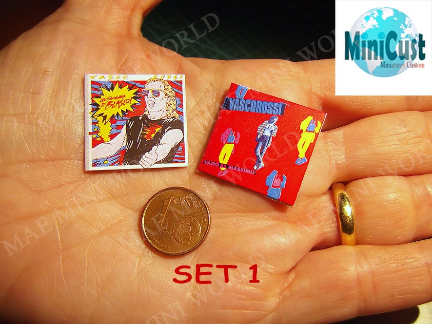 VASCO ROSSI Fanart Collection. 6 Miniature VINYL record vintage. Scale –  MAE Mini World Miniatures