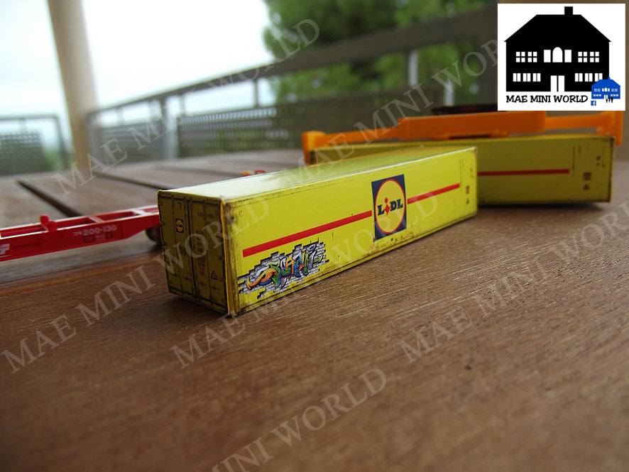 2 Container 40ft LIDL MERCADONA & 1 Vending machine, Artisan Handmade. N gauge railways , dioramas, gifts, cakes.