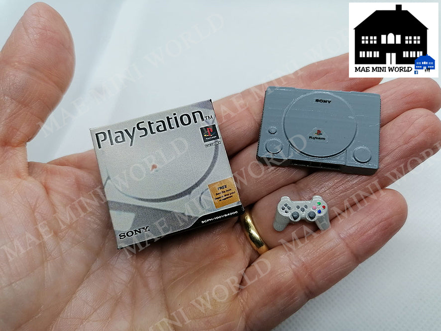 PLAYSTATION. Miniature with box & controller. Miniature 3D