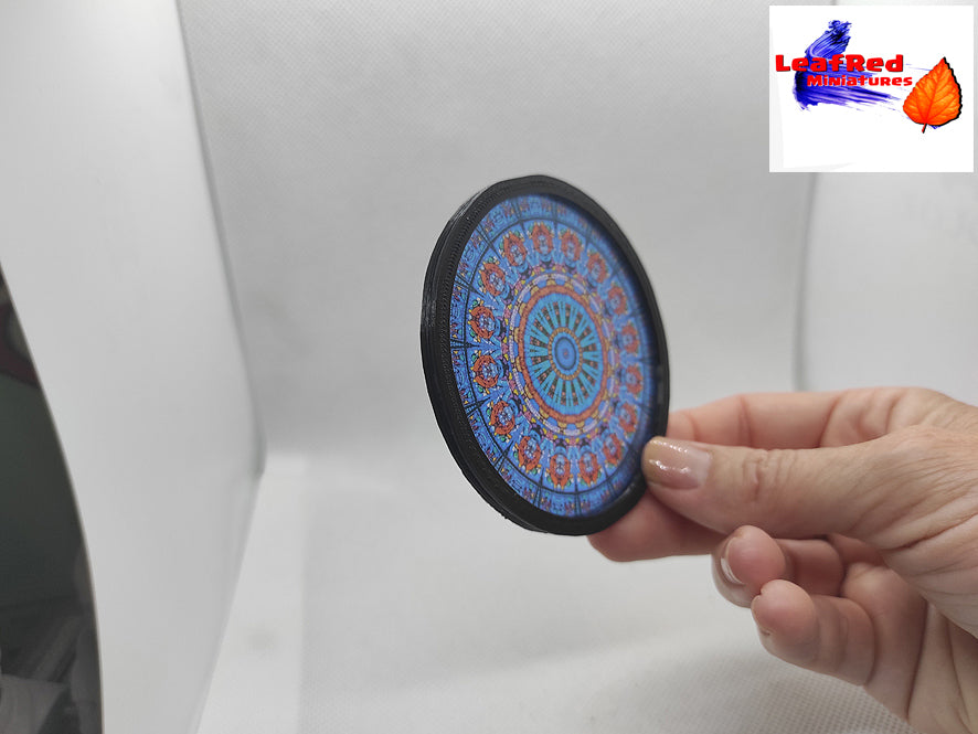 Miniature ROUND Stained Glass window. Serie Church I Dollhouse scale 1/6 or 1/12. Custom siz